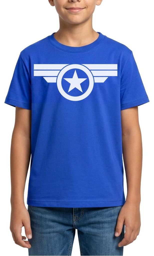 Spreadshirt Avengers Captain America Sternmotiv Teenager T-Shirt, 152/164 (12-14 Jahre), Royalblau