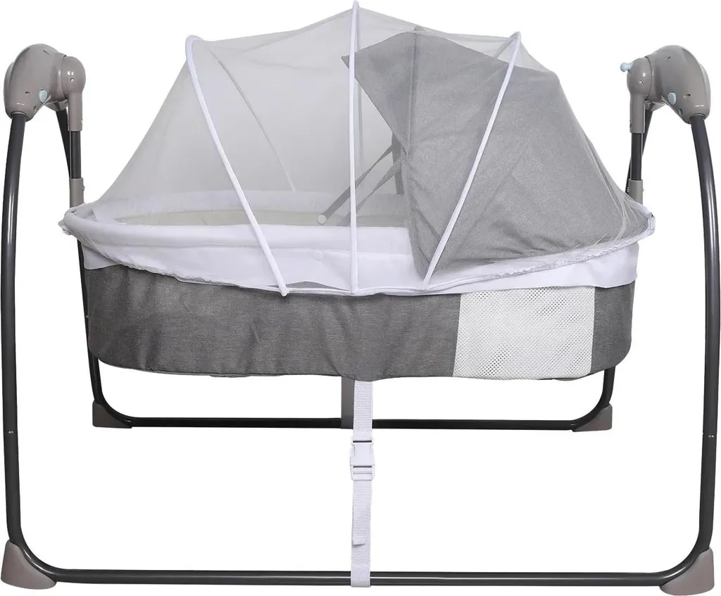 Berceau électrique gris automatique avec 3 vitesses et timer de nuit