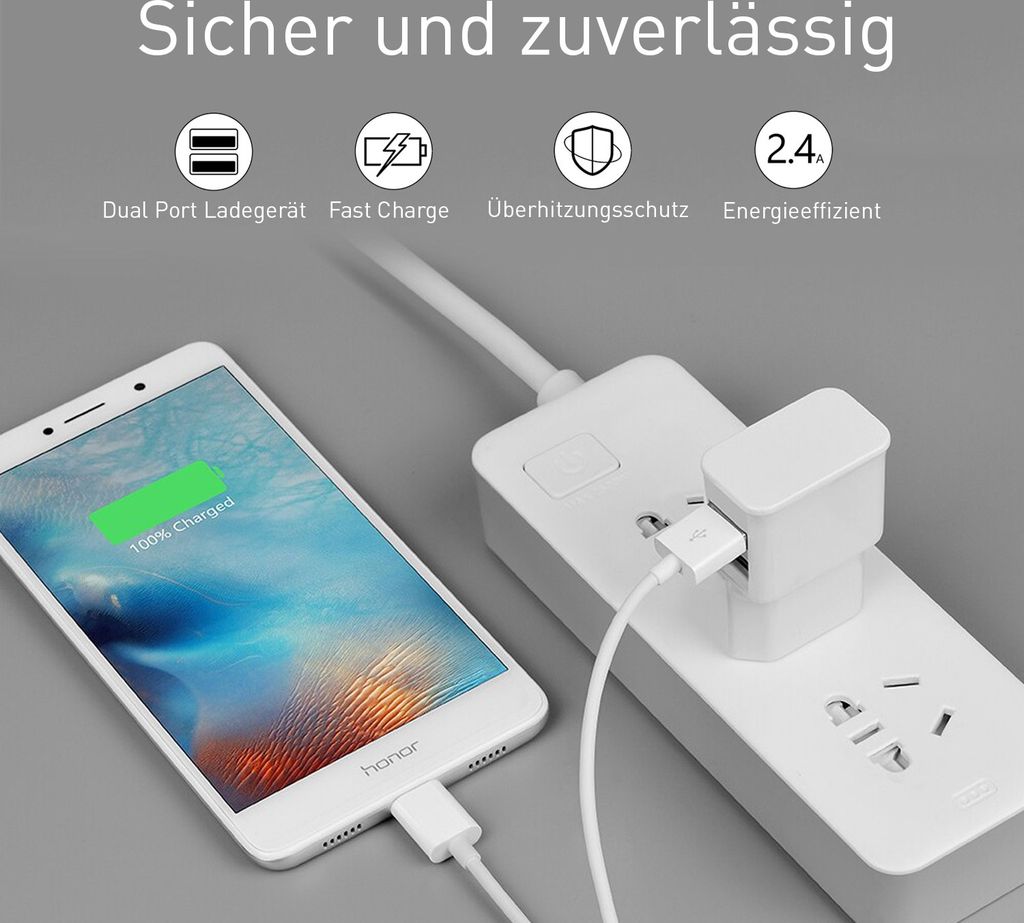 WICKED CHILI Dual USB Netzteil für iPhone 11 Pro Max, Galaxy S20, Note