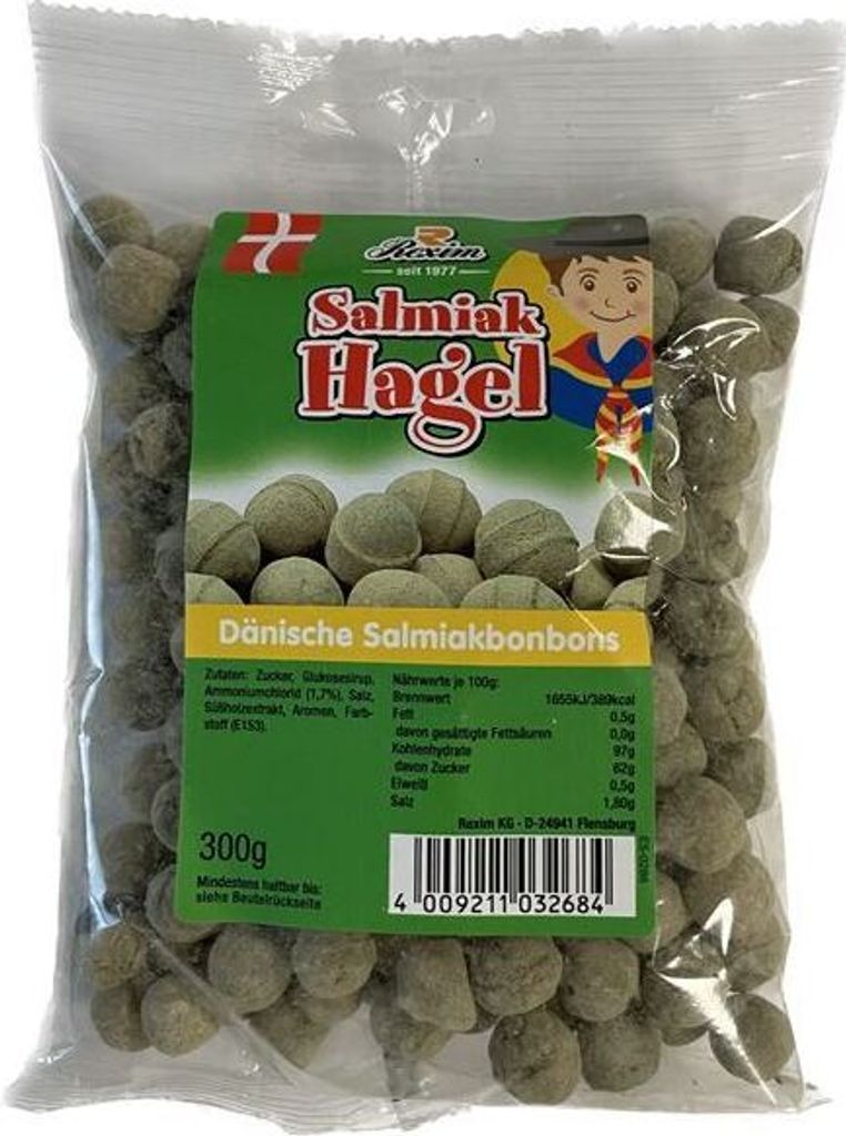 Rexim Salmiak Hagel, dänische Salmiakbonbons, 300 g, Produktbild 