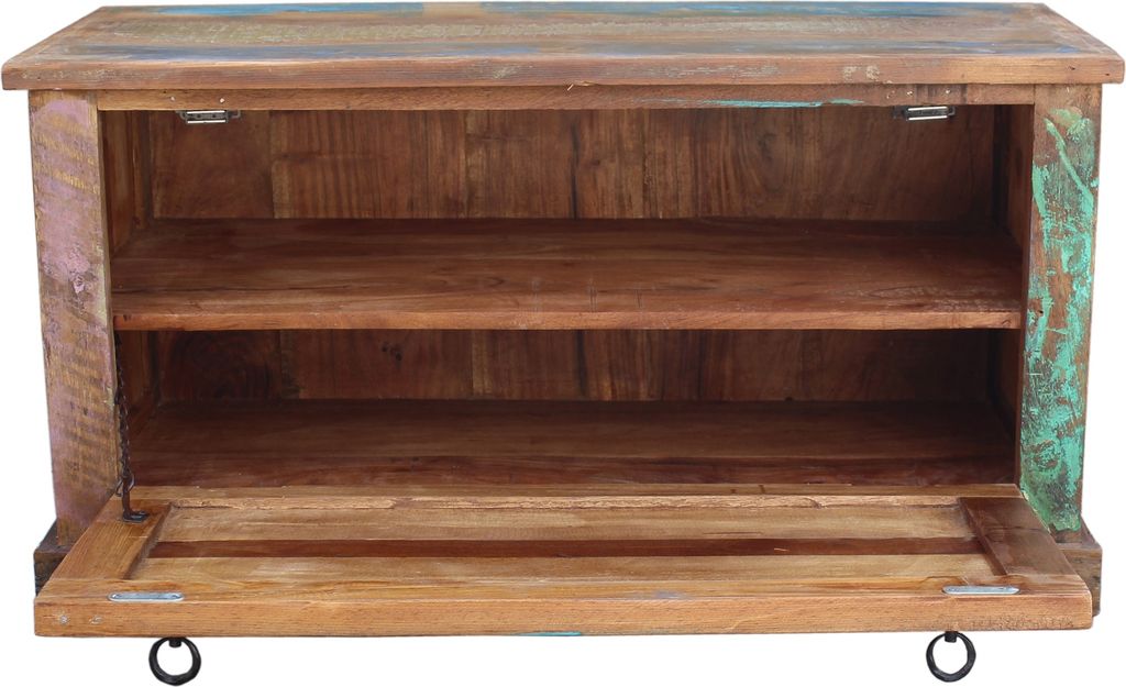 TPFLiving Schuhschrank Ambler Altholz mit starken Gebrauchsspuren, lackiert bunt