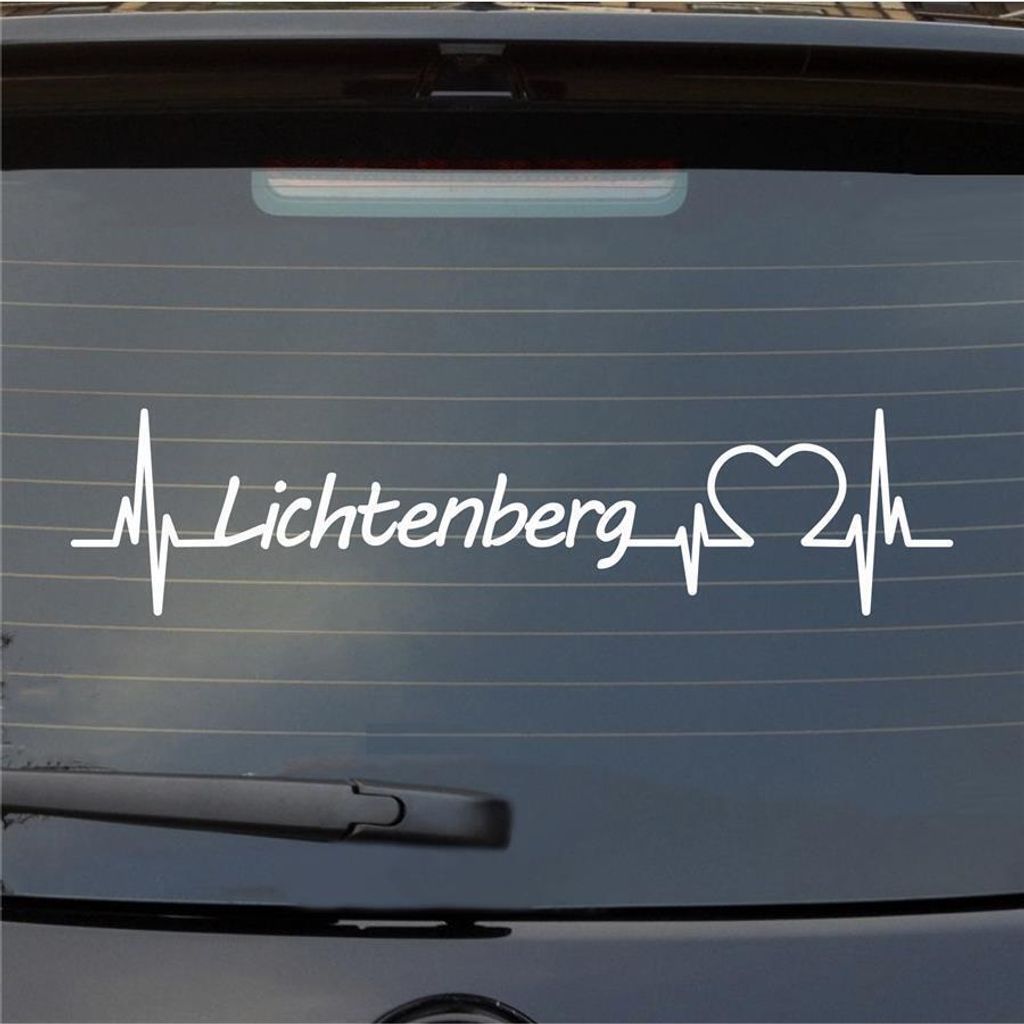 Heckscheibenaufkleber Lichtenberg Herzschlag Puls Stadt Liebe 55x13 cm Weiss Matt Auto Aufkleber Sticker
