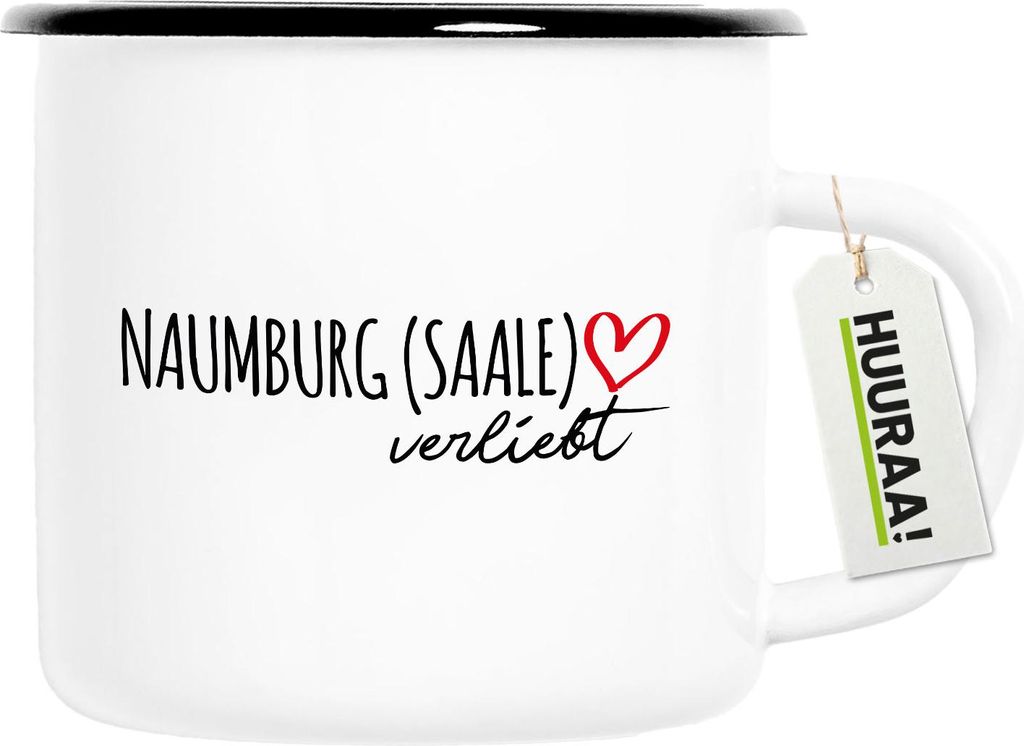 Huuraa Emaille Tasse Naumburg (Saale) verliebt 300ml Vintage Campingbecher Geschenkidee