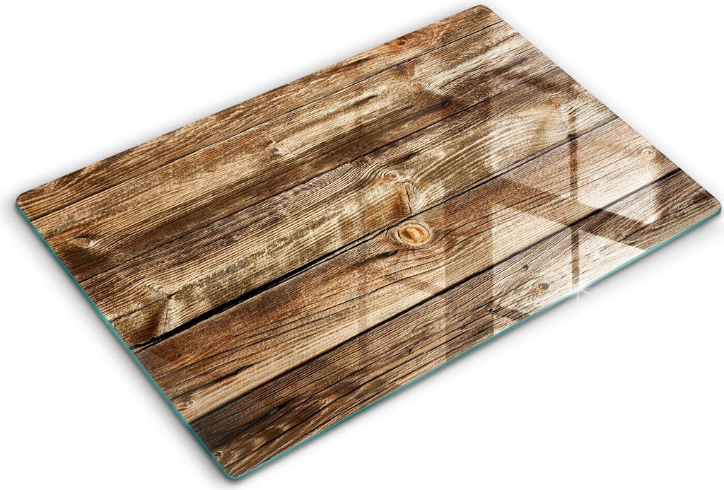 Abdeckung Glas - Küchenabdeckung - 80x52 cm - Abdeckplatte -Holzplankenstruktur
