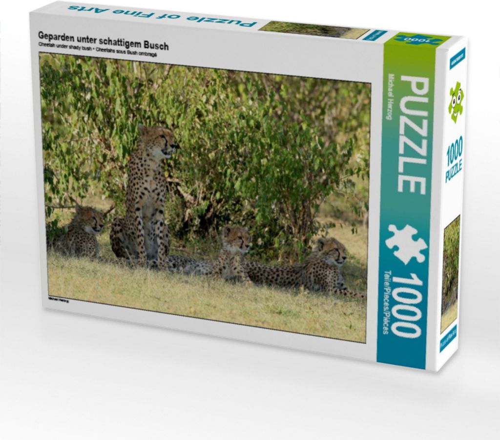 Calvendo Geparden unter schattigem Busch 1000 Teile Puzzle quer 640x480mm, Herzog Michael; 7456514