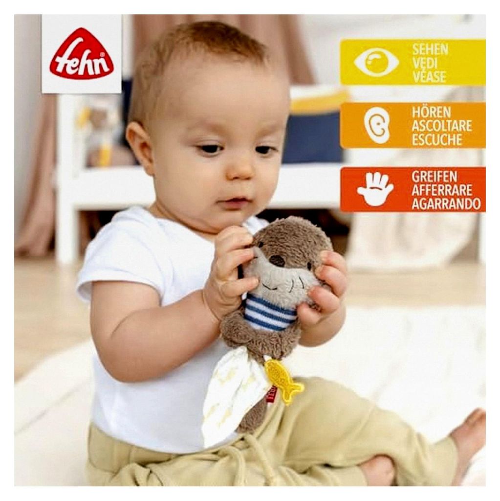 Otter-Greifling – Kuscheltier-Greifling zum Rasseln, Quietschen, Fühlen und Spielen – ein zuverlässiger Begleiter für Babys und Kleinkinder ...