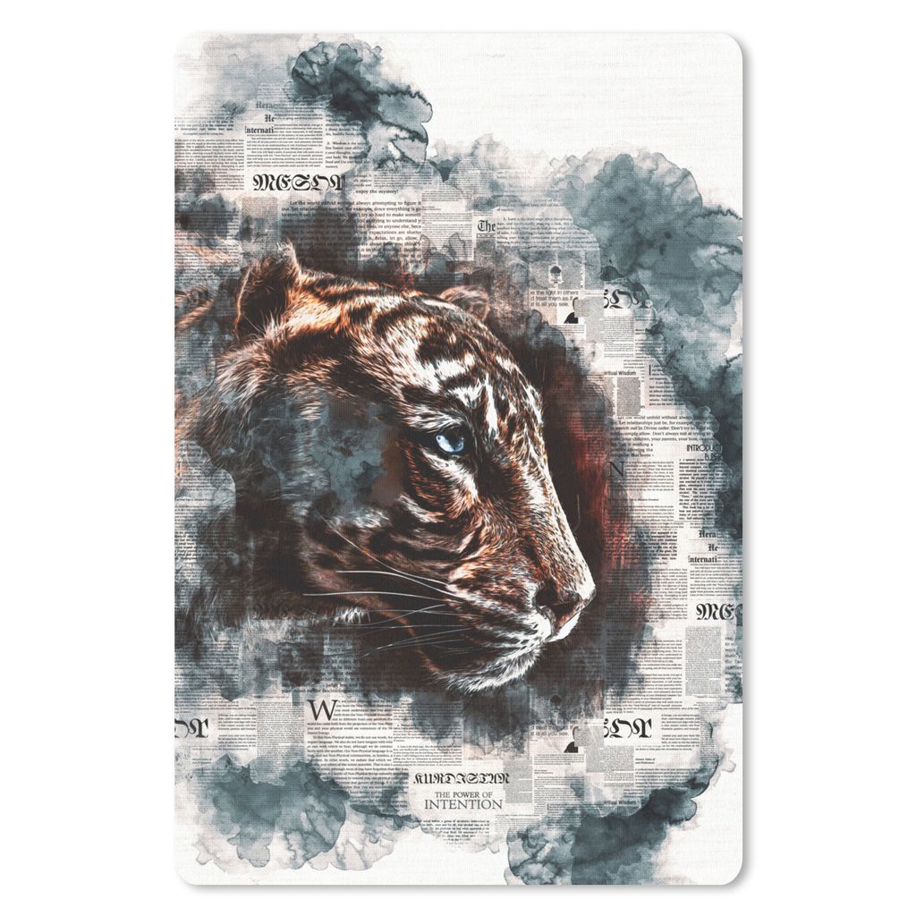 MuchoWow Mauspad Mousepad Tiger - Zeitungen - Streifen 18x27 cm - Mousepads - Maus Mat - Pad - Mausunterlage