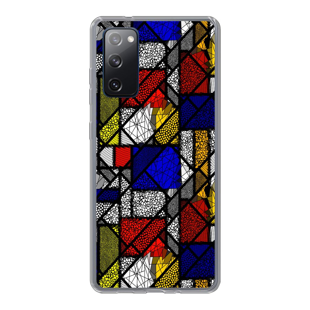 MuchoWow Handyhülle Schutzhülle Hülle für Samsung Galaxy S20 FE Mondrian - Glasmalerei - Alte Meister - Kunstwerk - Abstrakt - Malerei Siliko...