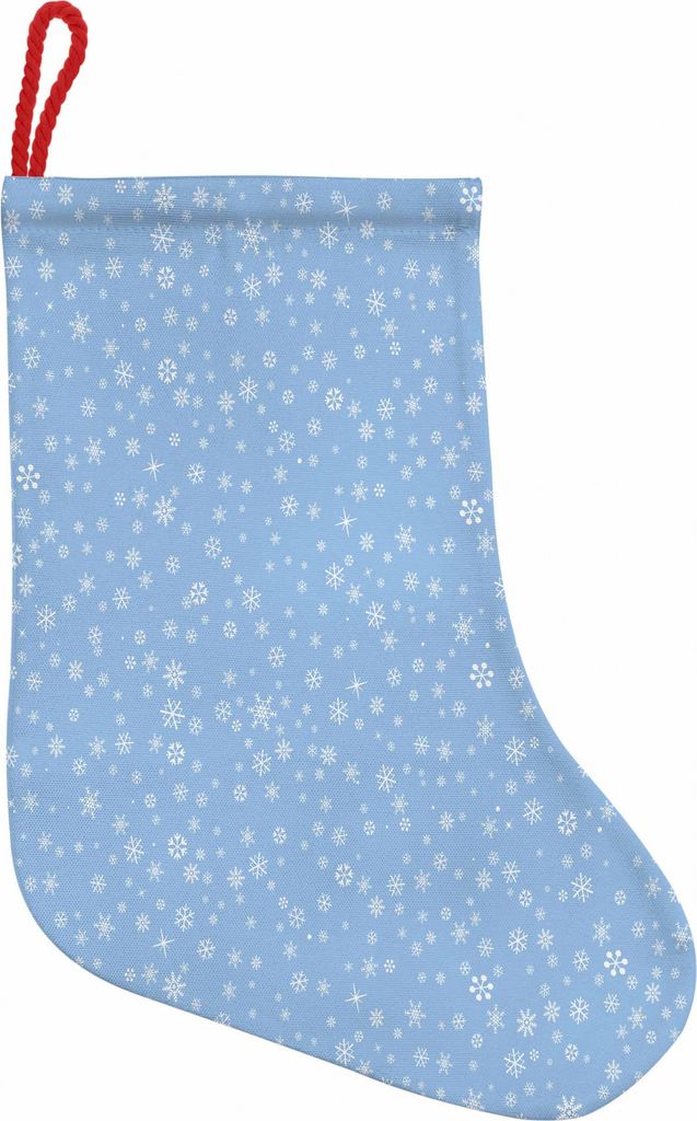 ABAKUHAUS Winter Hängende Nikolausstiefel Weihnachtssocken, Schneeflocken Fallen, Weihnachtsstrumpf zum Aufhängen, 25x35cm, Blau Weiss