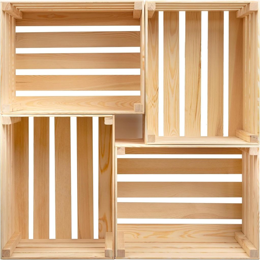 4x drevená krabica PINEEA veľká 50x40x30 cm - krabica na Obrázok produktu 