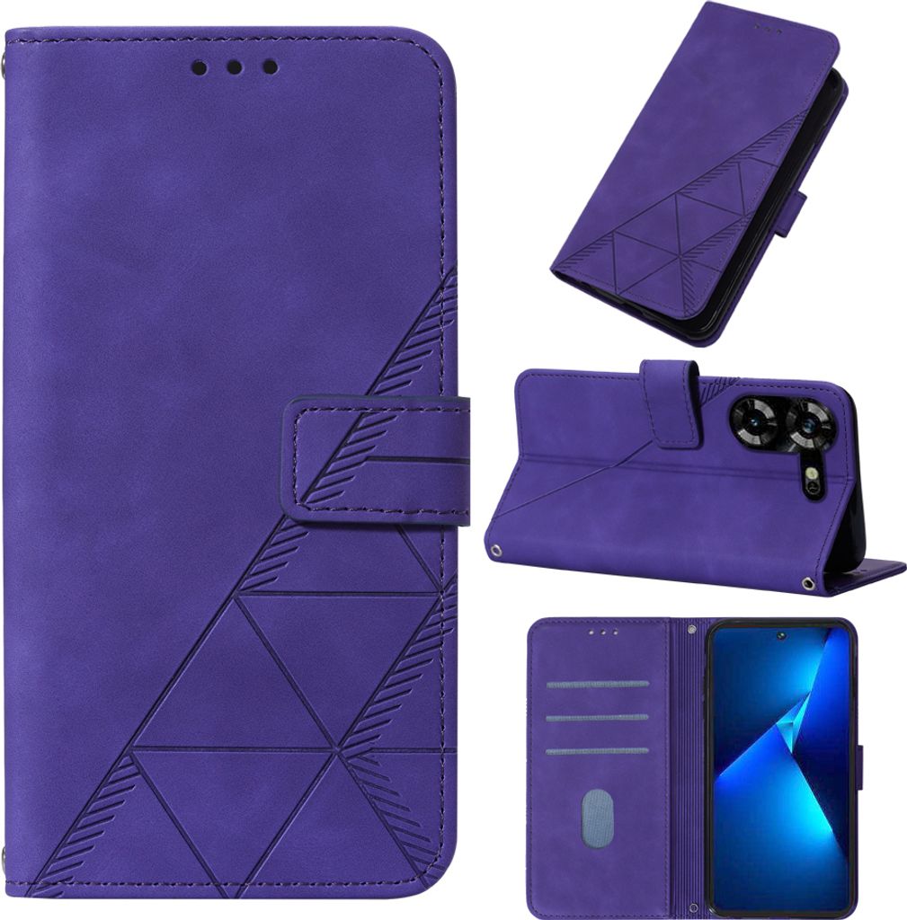 Hülle für Tecno Pova 5 LH7N Prägung Flip Leder Kartenfächer Schutzhülle mit Ständer Lila