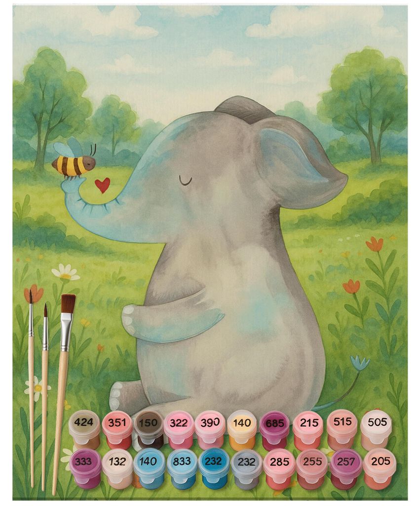 Mr. & Mrs. Panda Malen nach Zahlen Elefant Biene Design 40 x 50 cm Ohne Rahmen - Weiß - Geschenk, Liebesspruch, malset, diy set, Liebe, leinwand m...