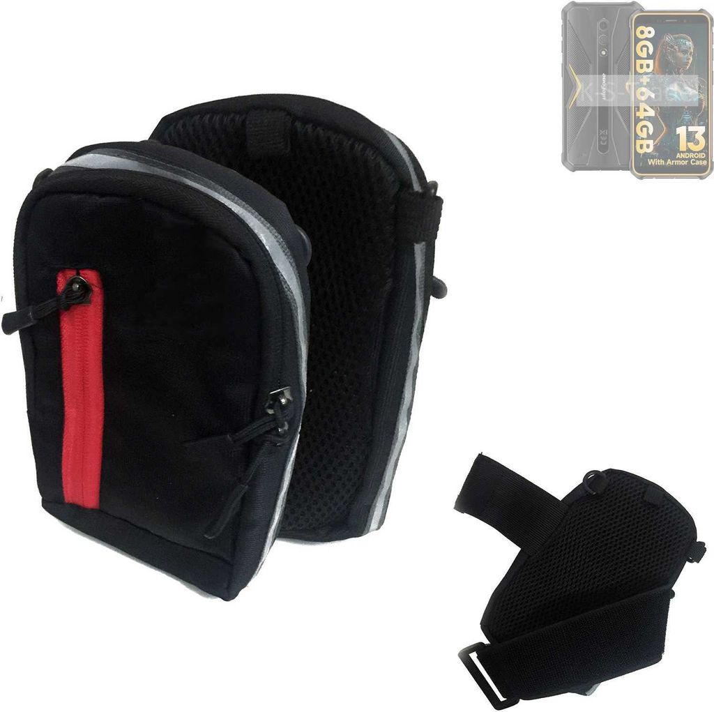 K-S-Trade Outdoor Gürteltasche Holster Umhängetasche kompatibel mit Ulefone Armor X12 Pro schwarz Handy Tasche Case travelbag Schutz Hülle Handy