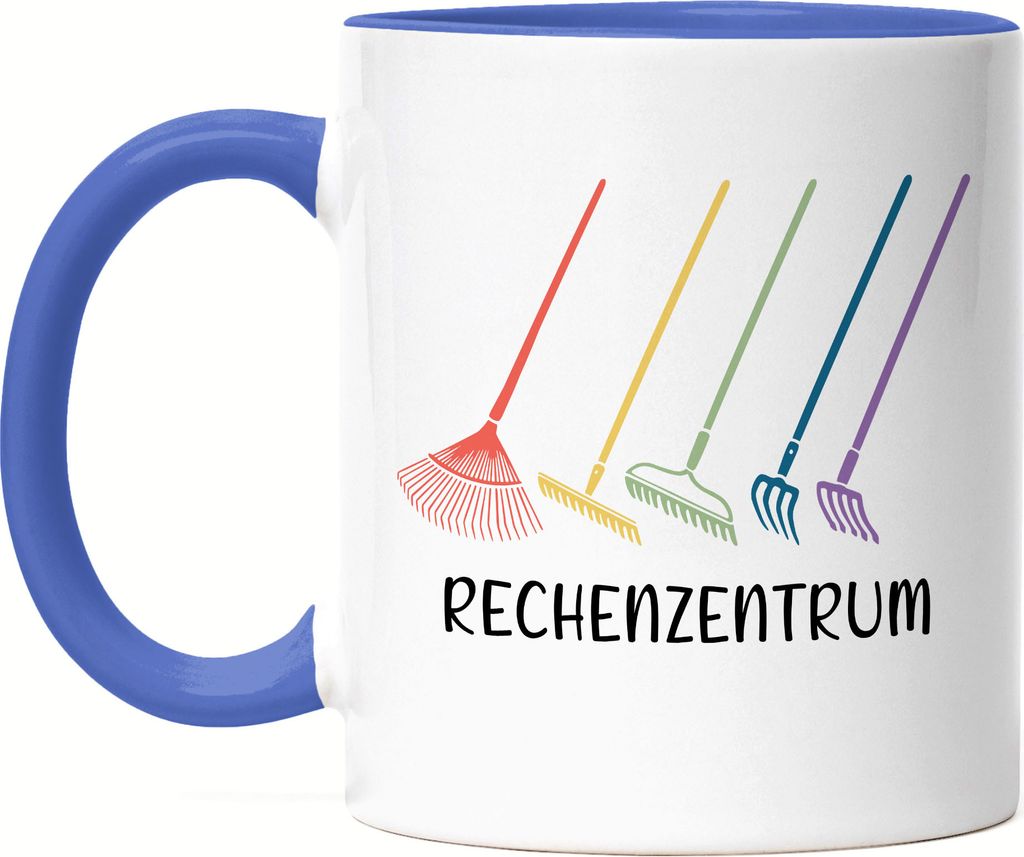 Rechenzentrum Tasse Blau Hobby-Gärtner Pflanzen Garten Blumen Geschenkidee Besen Rechen