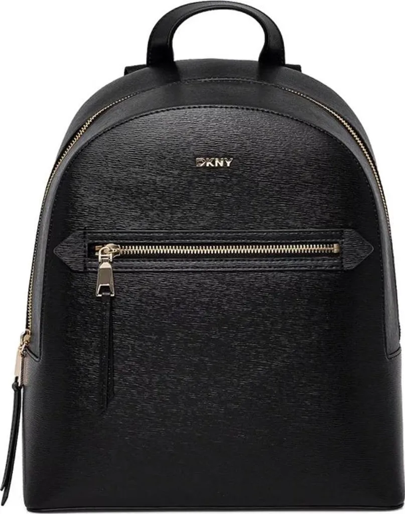 Sac à dos femme DKNY noir en cuir grainé avec bretelles ajustables