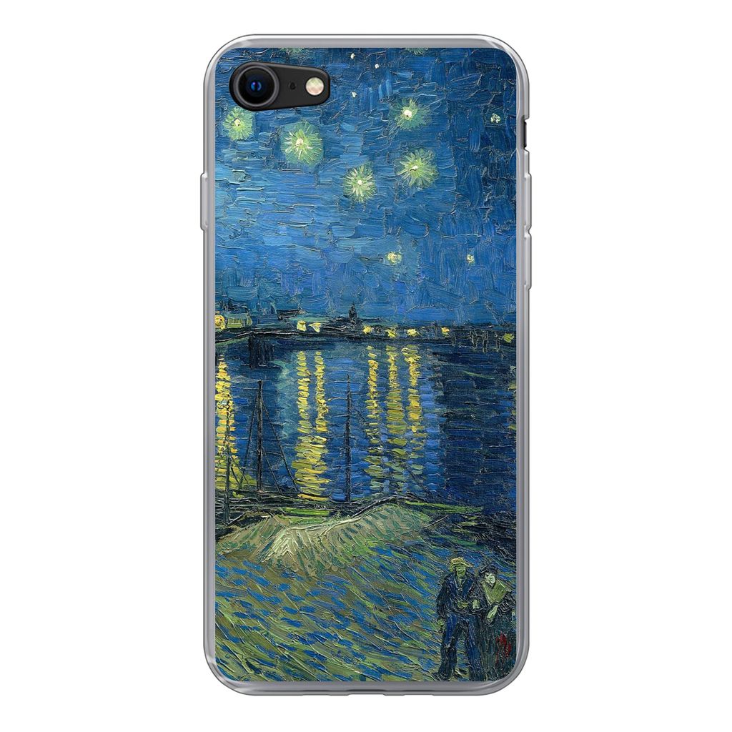 MuchoWow Handyhülle Schutzhülle Hülle für iPhone 7 Die sternenklare Nacht - Vincent van Gogh Silikon Softcase Handy Hülle - Kartenhalter