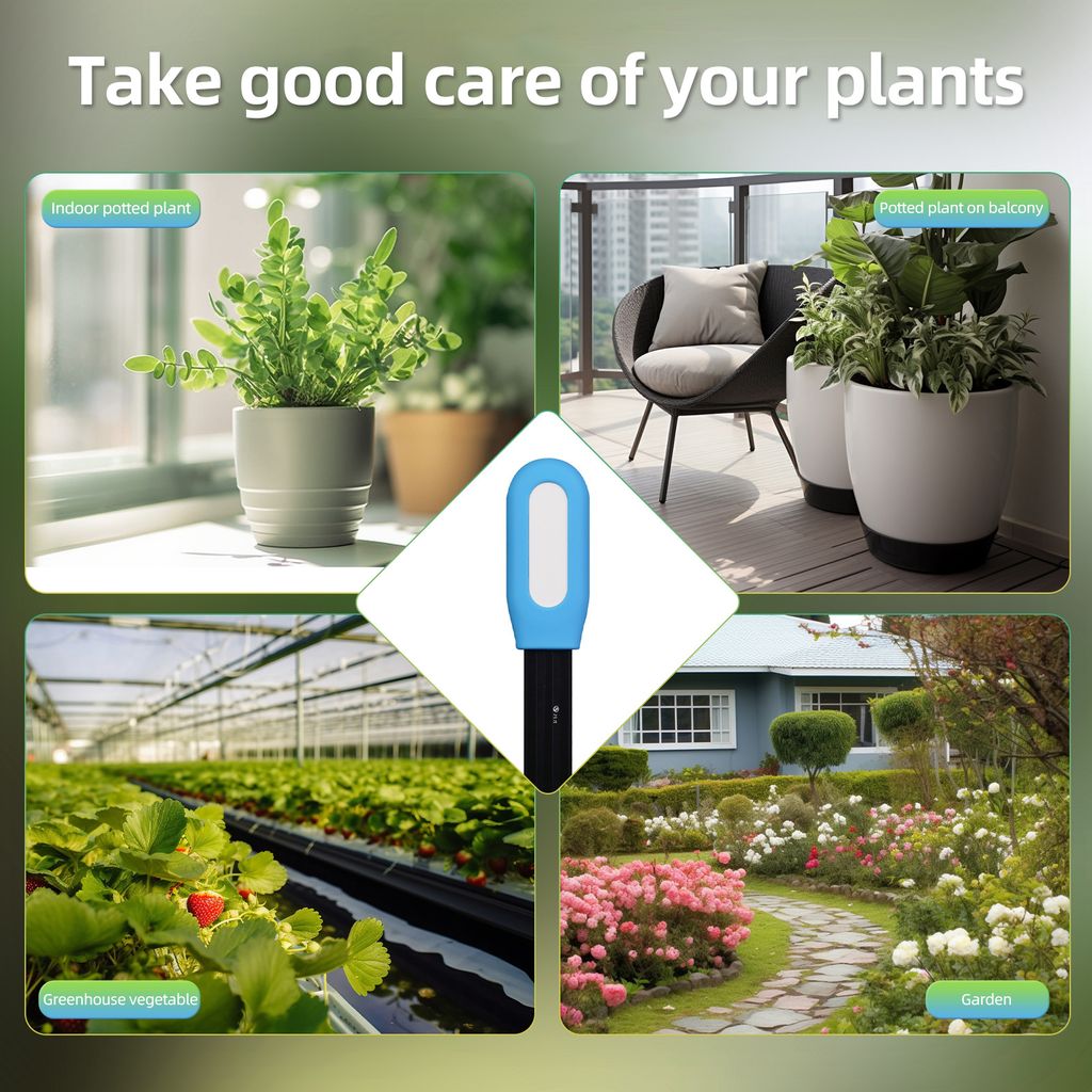 Kabelloser Bodenfeuchtigkeitsmesser-Sensor, 2-in-1-Temperatur- und Feuchtigkeitsmonitor fuer Pflanzen, BT-App-Steuerung, Bodenthermometer, Gartenbe...