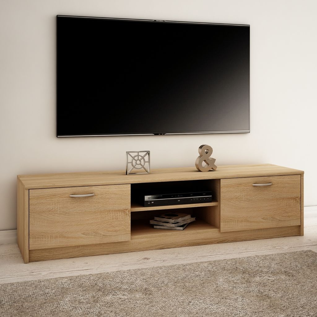 TV-Schrank 160cm breit Lowboard mit matter Oberfläche Produktbild 