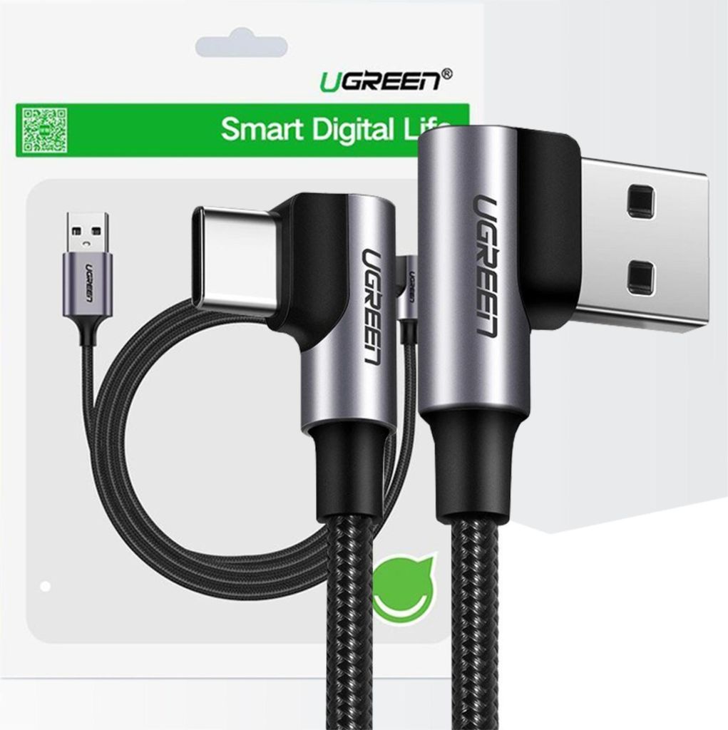 Cavo Usb a Usb-C, angolare Ugreen Us176, 3A, 0,5M (nero) Immagine del prodotto 