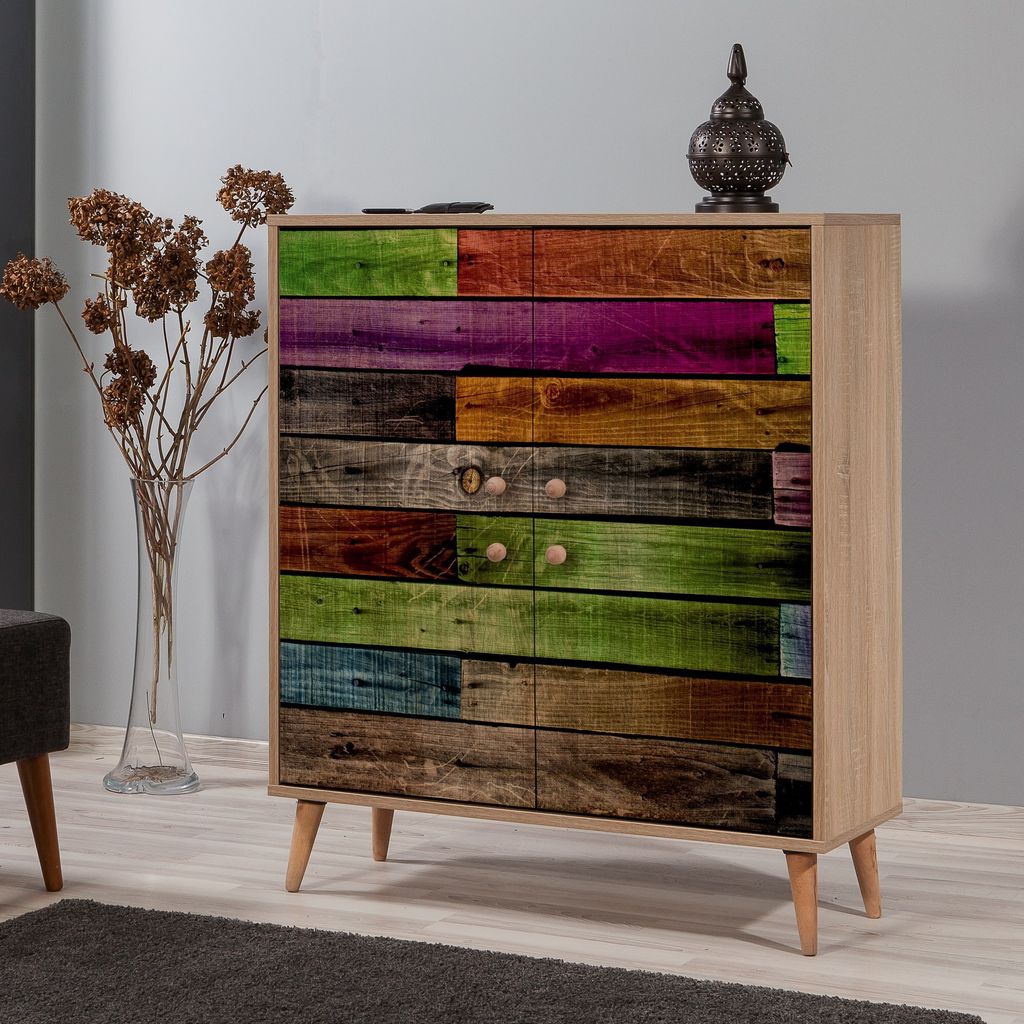 Skye Decor, Multilux- Multilux SPH, Sonomo, Schuhschränke, 111x95x36 cm, 100% Melaminbeschichtete Partikelplatte