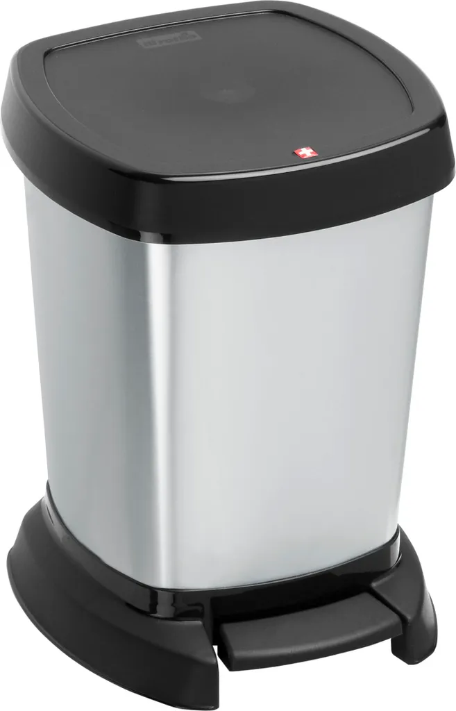 Poubelle de Salle de Bain 6L Rotho Paso Argent avec Pédale Silencieuse