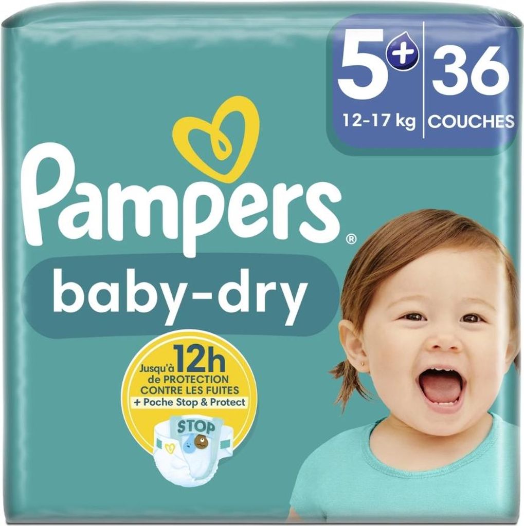 Pampers – Windeln – Baby-Dry Größe 5+ (12-17 kg) – 36 Windeln - 1 Stück