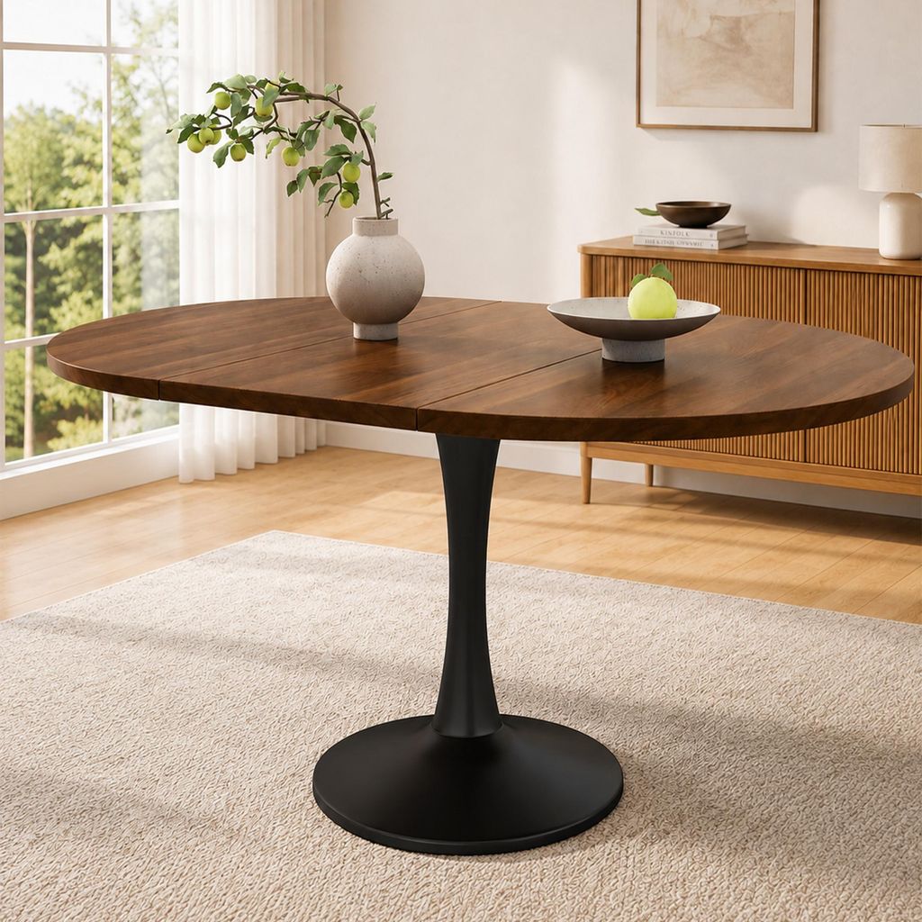 Uitschuifbare eettafel, 100–140 x 100 x 75 cm, ovaal, Productafbeelding 
