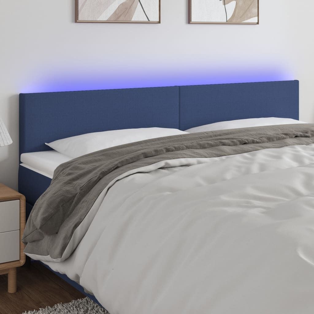 vidaXL LED Kopfteil Blau 180x5x78/88 cm Stoff - LED Kopfteil - LED Kopfteile - Kopfteil - Bett-Kopfteil