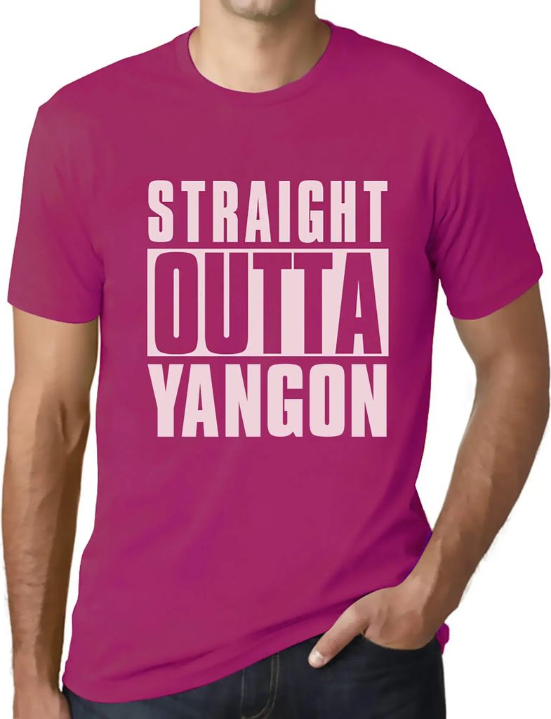Herren Grafik T-Shirt Direkt aus Yangon – Straight Outta Yangon – Öko-Verantwortlich Vintage Jahrgang Kurzarm Lustige Druck Geburtstag Geschen...