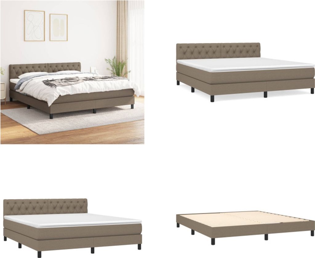 vidaXL Boxspringbett mit Matratze Taupe 160x200 cm Stoff - Boxspringbett - Boxspringbetten - Bett - Schlafzimmermöbel