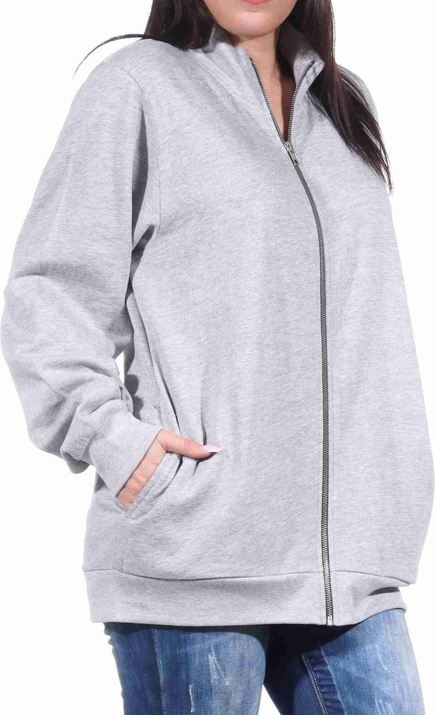 Damen Jacke für Hausanzug, Sportanzug oder Jogginanzug Oberteil;grau,XXL
