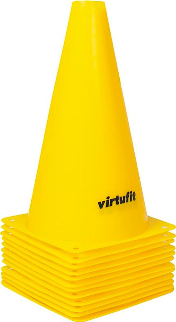 VirtuFit Markierungskegel Set 23 cm 12 Stück Gelb für Training