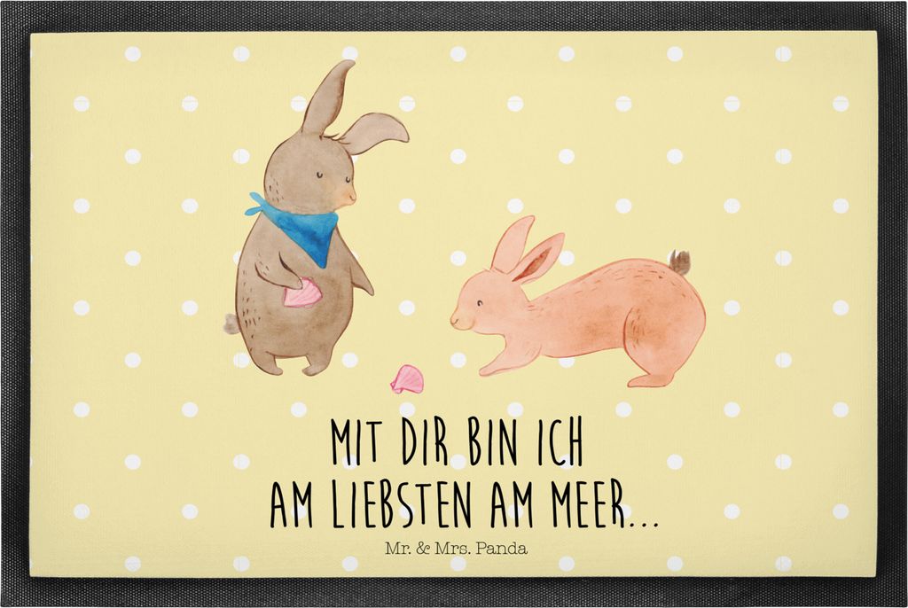 Mr. & Mrs. Panda Schmutzmatte Hasen Muschel 40 x 60 cm - Gelb Pastell - Geschenk, Bodenvorleger, Gummimatte, Meer, Muttertag, Fussmatte, Strand, Mu...