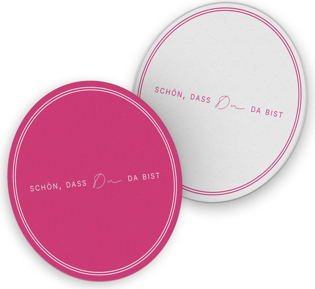 ITENGA 40x Bierdeckel rund Schön dass du da bist V3 pink