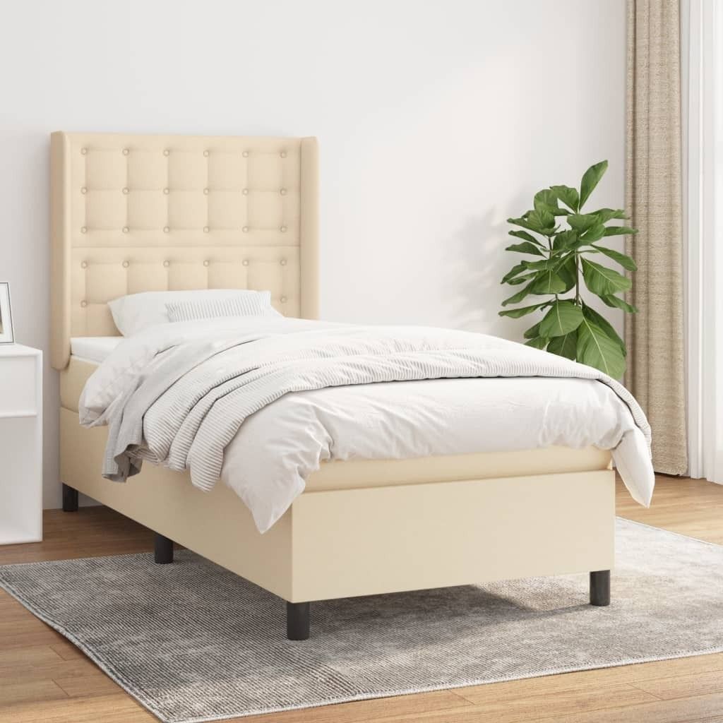 Maison Exclusive - Boxspringbett mit Matratze Creme 80x200 cm Stoff