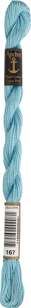 Anchor Perlgarn Stärke 5 4585000-00167 kristallblau Stickgarn, 100 % Baumwolle, 5g Strängchen