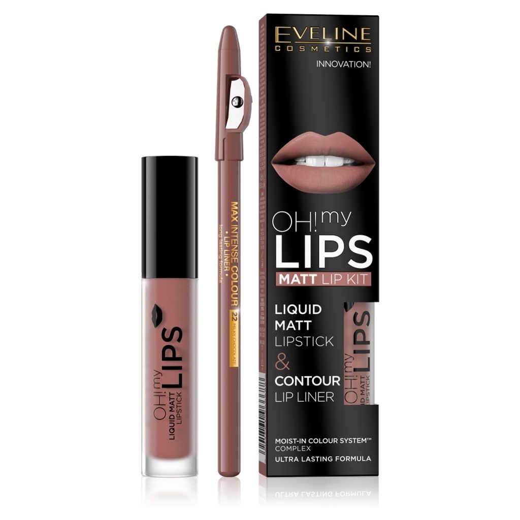 Eveline Cosmetics Oh My Lips Zestaw Pomadka i konturwka 02 Zdjęcie produktu 