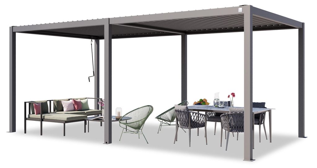 PRIMEYARD Pergola 3x6 m poteaux en aluminium avec lames Image du produit 