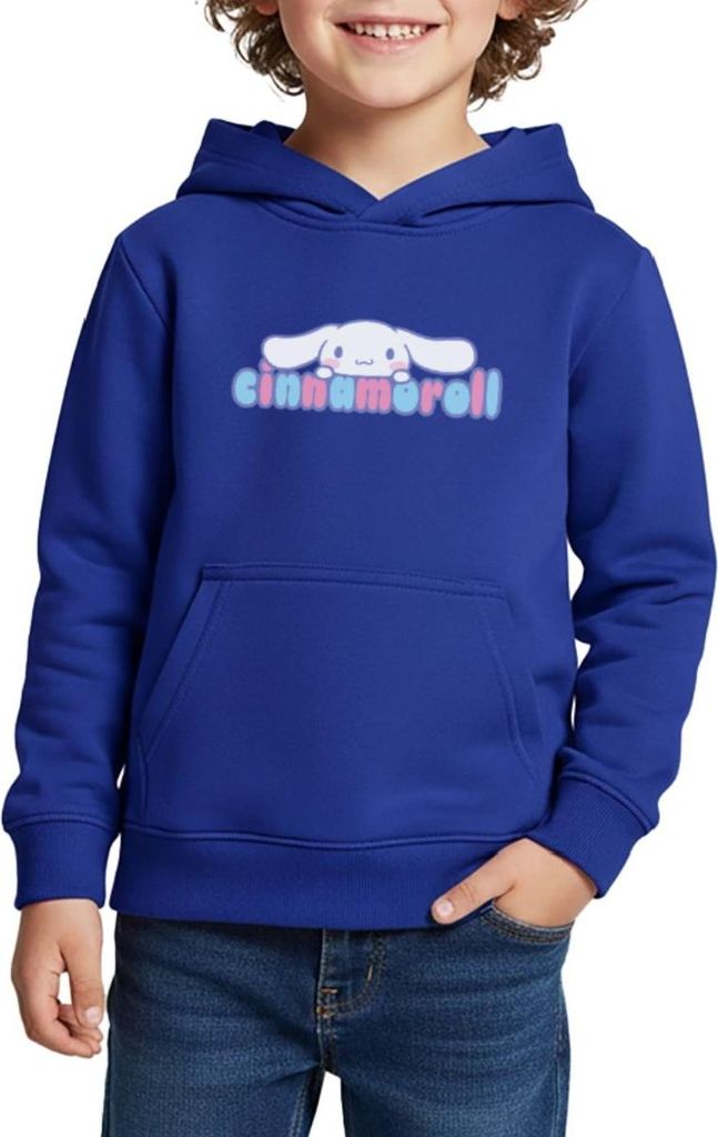 Spreadshirt Cinnamoroll Guckt Über Schriftzug Kinder Premium Hoodie, 158/164 (12 Jahre), Royalblau