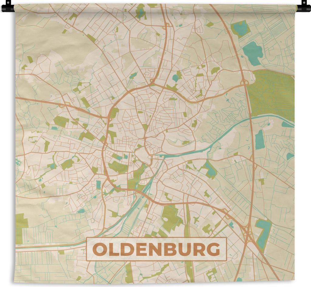 MuchoWow Wandteppich Wandbehang Karte - Oldenburg - Jahrgang - Karte 60x60 cm Tapisserie Dekoration Wandtuch - Dekorationen - Wand Decke
