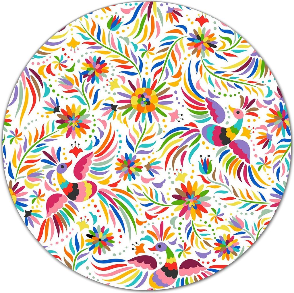 Glas-Herdabdeckplatte Glaskeramikkochfeld-Abdeckung - 40 cm - Mexikanisches Muster bunte Vögel