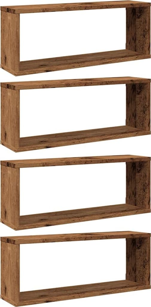 Würfel-Wandregale 4 Stk. Altholz-Optik 60x15x23 Holzwerkstoff