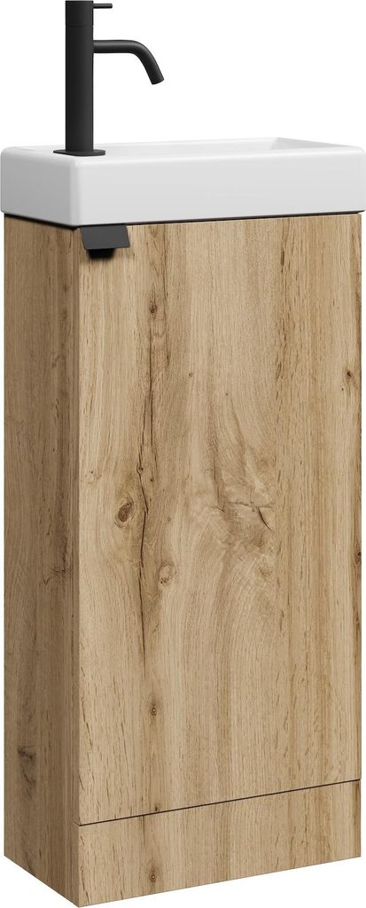 Badplaats Gäste-WC Waschtisch Set Orion 40 x 22 cm Eiche - Badmöbel Set mit Waschbecken und Stehende Unterschrank, mit Soft-Close