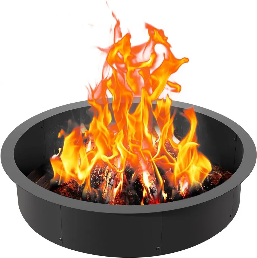Anneau de feu 101,6 cm en acier noir résistant pour foyer de plein air