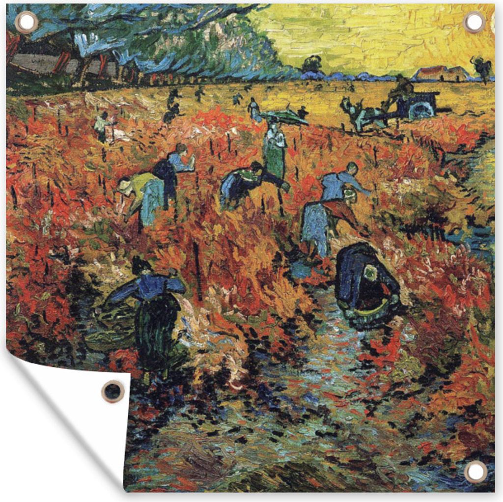 MuchoWow 100x100 cm Outdoor-Poster Gartendeko Sichtschutz Garten Poster für den Garten Der rote Weinberg - Vincent van Gogh