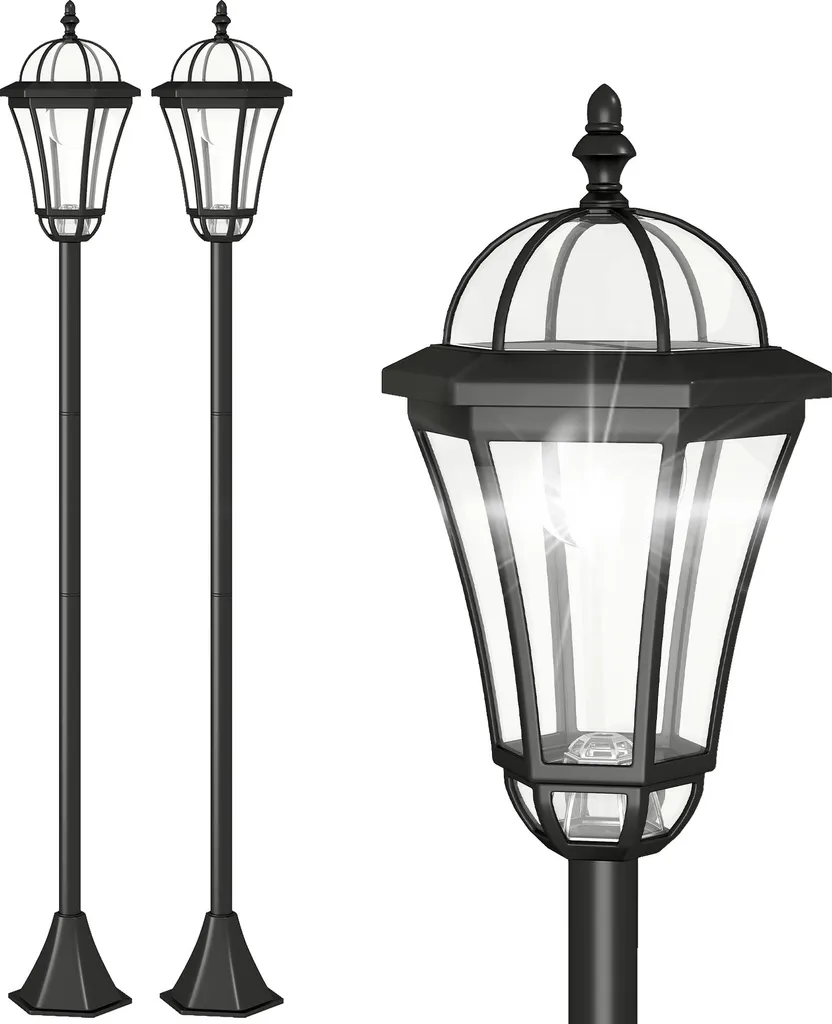 Balise Solaire pour Piscine et Terrasse - Éclairage LED Blanc 6000K Pack x2