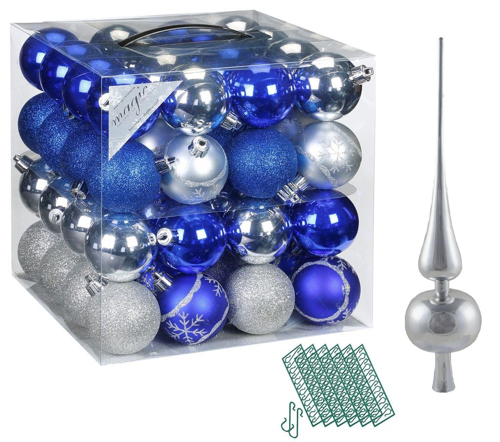 JACK 64x Kunststoff Christbaumkugeln Ø 6cm + Spitze 28cm Produktbild 