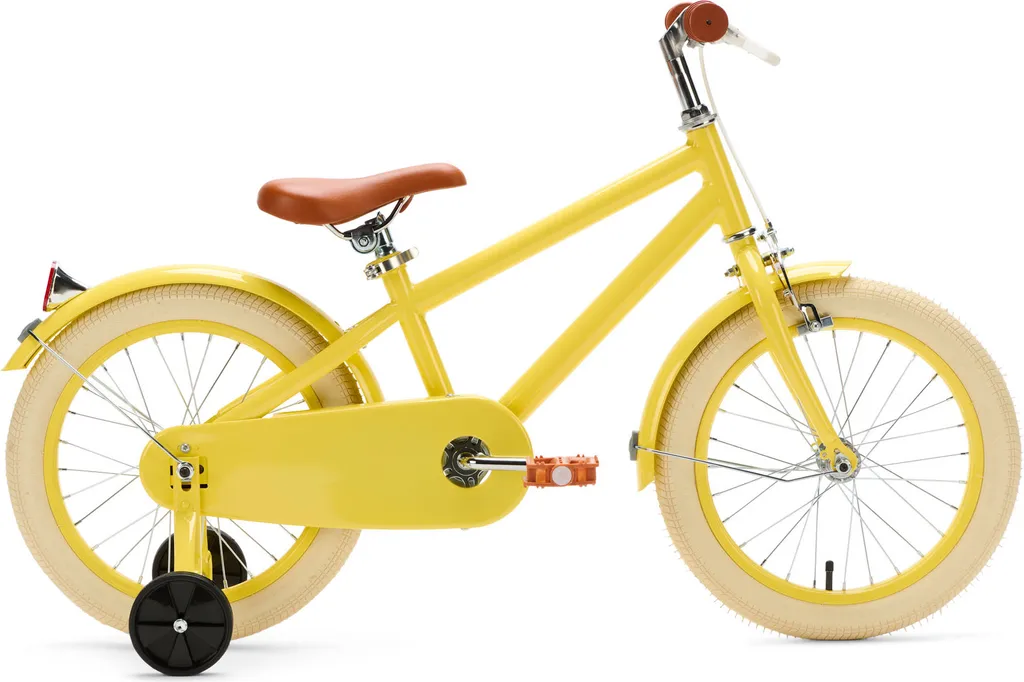 Vélo enfant 16 pouces jaune pour apprendre à pédaler sans roulettes