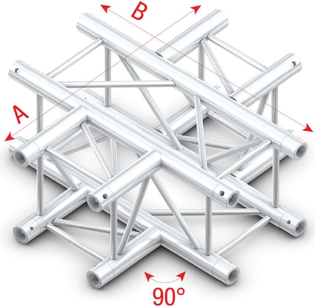 Milos Pro-30 Square P Truss - Cross 4-way - 50 cm QCB41sp - 90° corner - silver - P