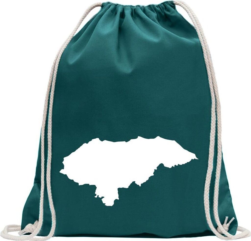Kiwistar - Turnbeutel - petrol - Honduras Umriss Kontur - Fun Rucksack Sport Beutel Gymsack Baumwolle mit Ziehgurt